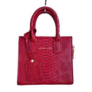 Nathaniel Noir Red Embossed Alligator Mini Tote Crossbody Bag